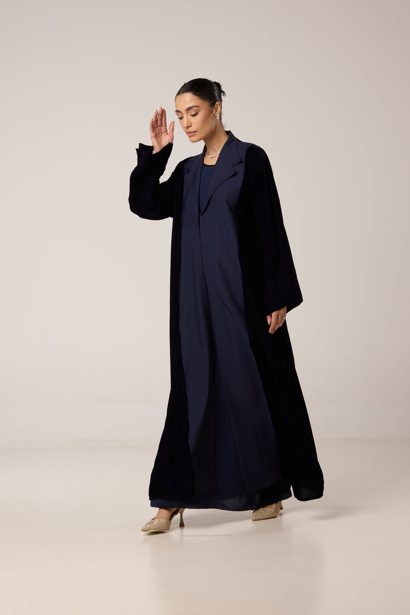 abaya en velours bleu