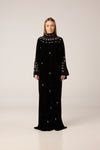 abaya noire perlée