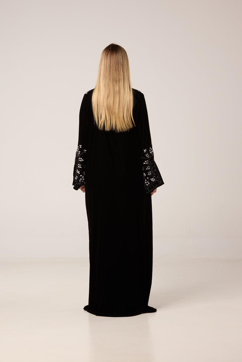 abaya noire perlée