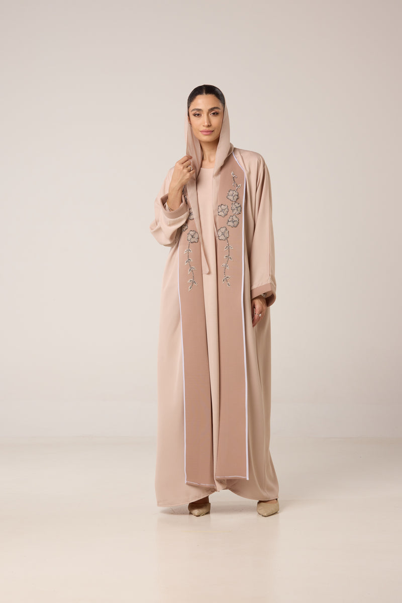 abaya nude perlée