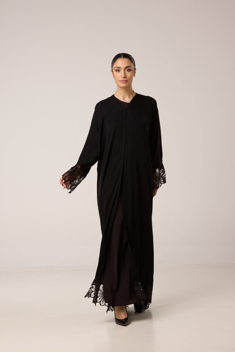 abaya noire brodée