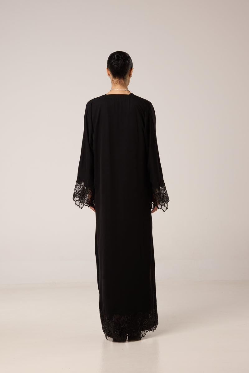 abaya noire brodée