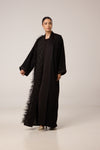 abaya crêpe avec plumes