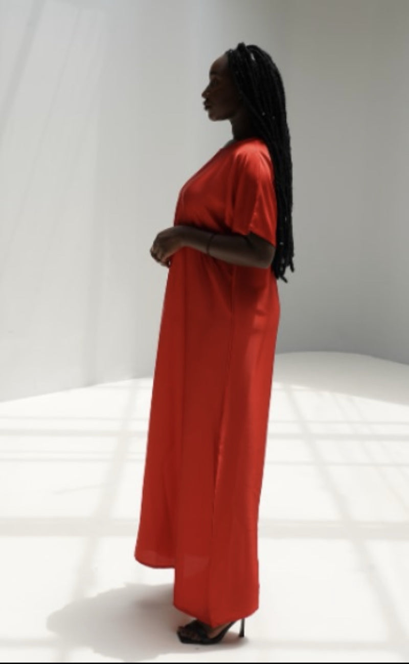 robe en satin rouge